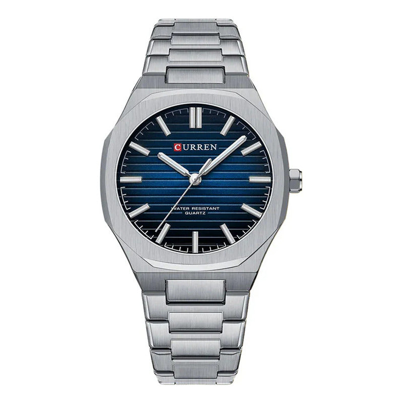 Reloj Curren Hombre 8456 Dorado Acero Analógico Plateado Plateado/azul