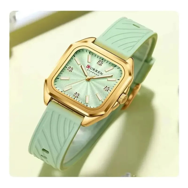 Reloj Para Mujer Curren 9113-2 Kree4502 Dorado Dorado Verde Claro