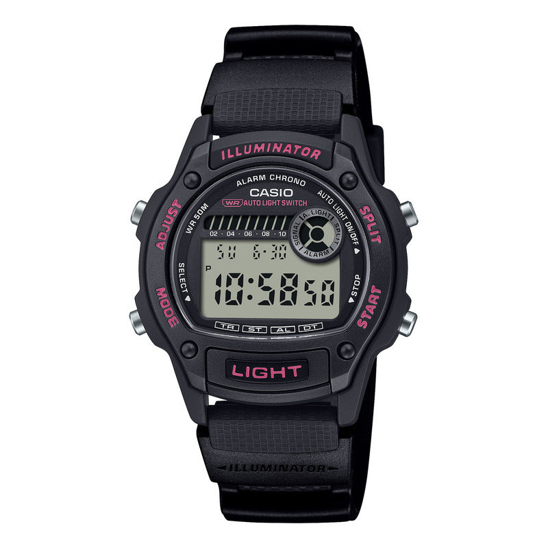 Reloj Casio Digital Illuminator Negro Con Resina Y Alarma