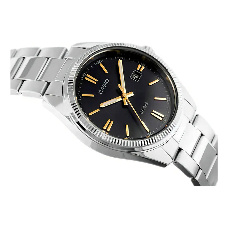 Reloj Casio Mtp-1302d-1a2 Para Caballero Plateado/ Negro/oro