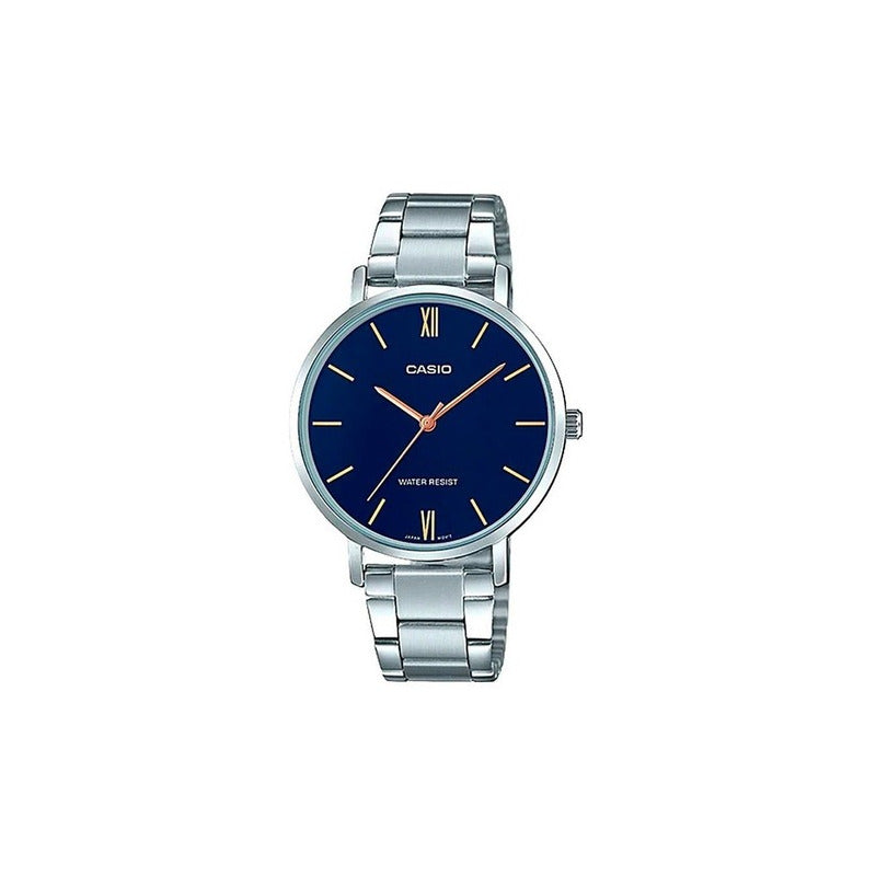 Reloj Mujer Casio Ltp-vt01d-2b Relojesymas Plateado Azul Marino