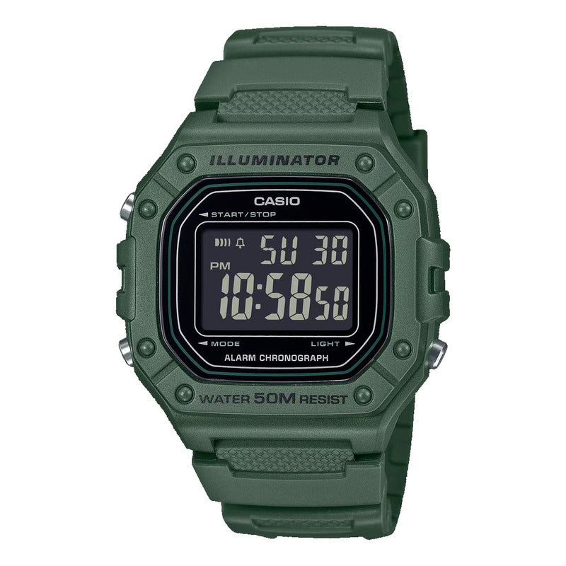 Reloj De Pulsera Casio W-218h-3bv Original Verde Gris/negro