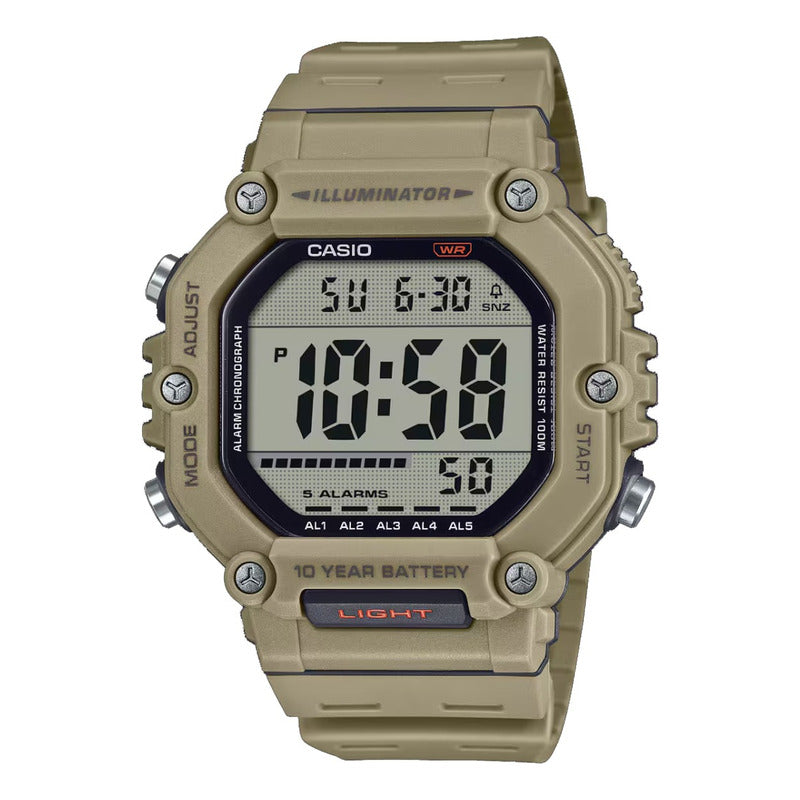 Reloj Casio Ae-1600h-5av Original Caqui Gris