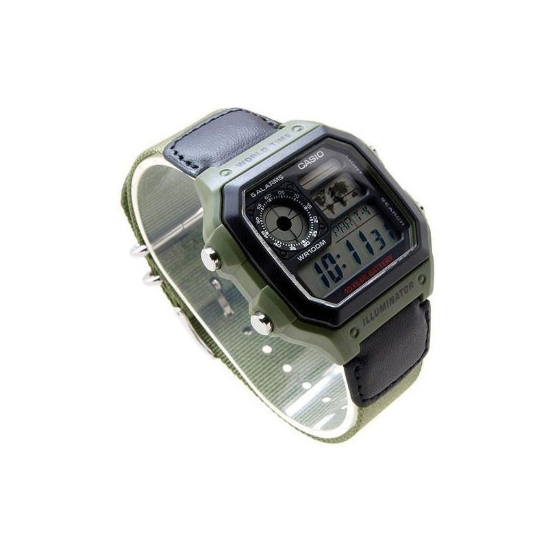 Reloj Pulsera Casio Collection Ae-1200whb-3bv Relojesymas Negro/verde Negro Negro