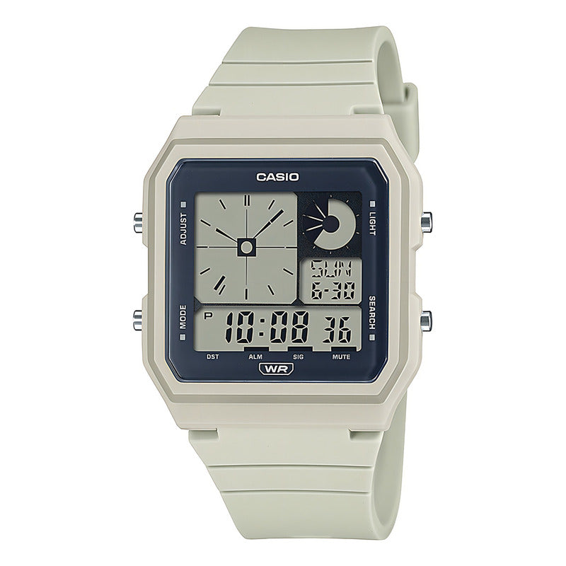 Reloj Casio Lf-20w-8adf Digital Con Alarma, Cronógrafo Y Correa Blanca Blanco Gris