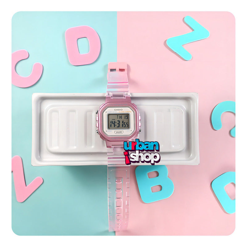 Pre-compra Reloj Casio Core Pop La-20whs-4a Relojesymas Color Del Bisel Rosa Rosa Claro Gris Claro