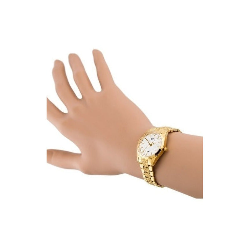 Reloj Casio Dama Ltp-1274g-7a Nuevo Original/relojesymas Dorado Blanco