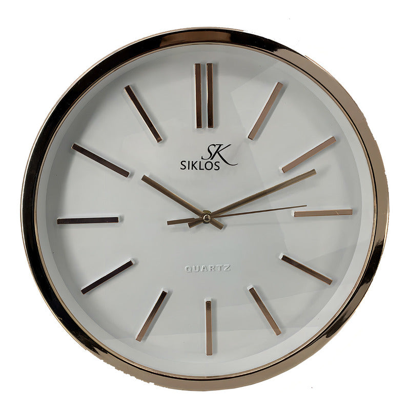 Reloj Pared Plastico Siklos Gb8144 35cm Silencioso Color De La Estructura Cobrizo Color Del Fondo Blanco