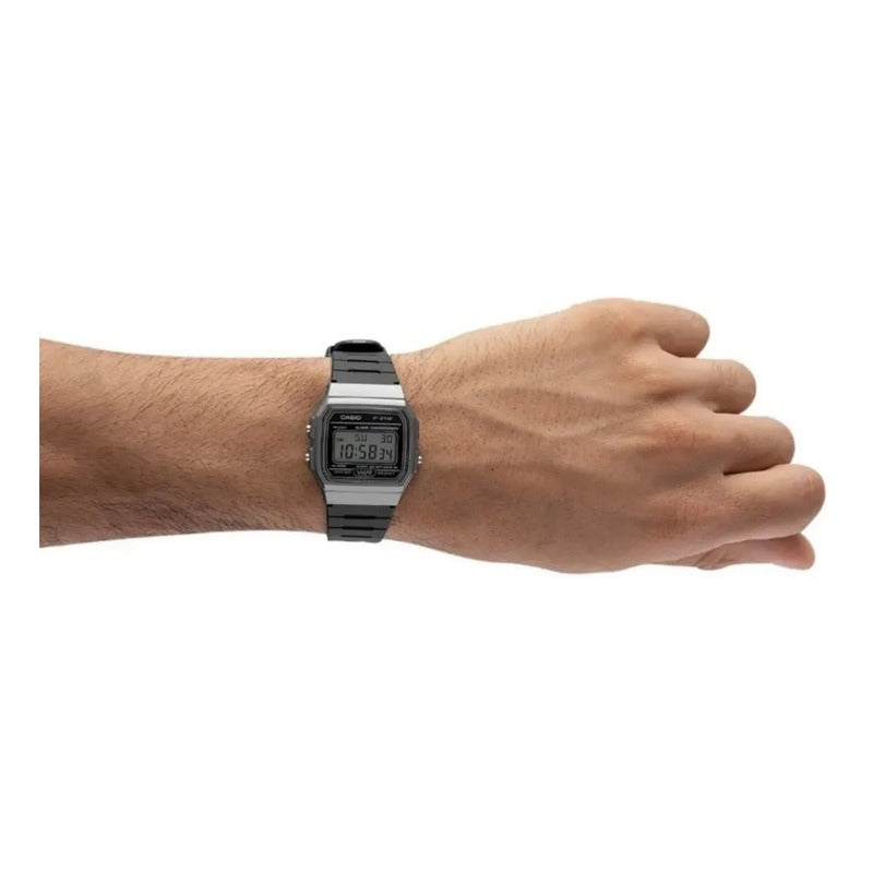 Reloj De Pulsera Casio Collection F-91wm-1b Relojesymas Negro Gris