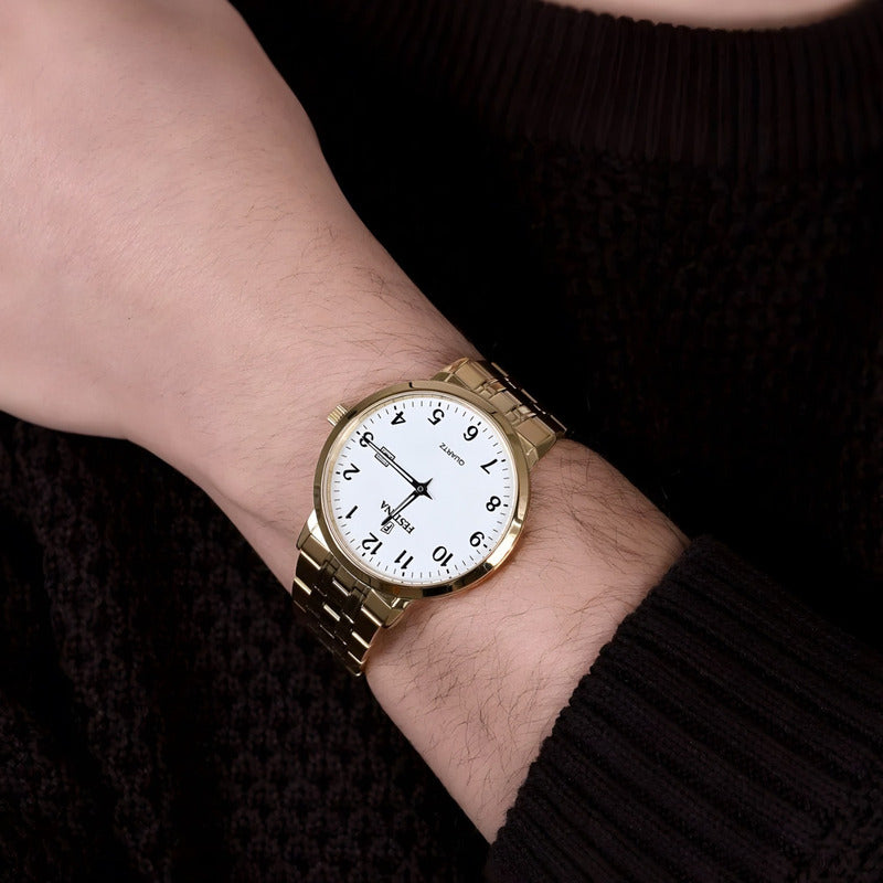 Reloj Pulsera Festina F20513 Con Correa De Acero Inoxidable Color Dorado - Fondo Blanco