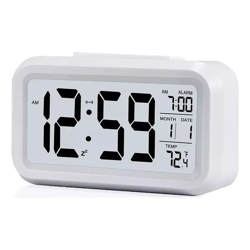 Reloj Despertador Pantalla 1302 Blanco Led Fecha Temperatura