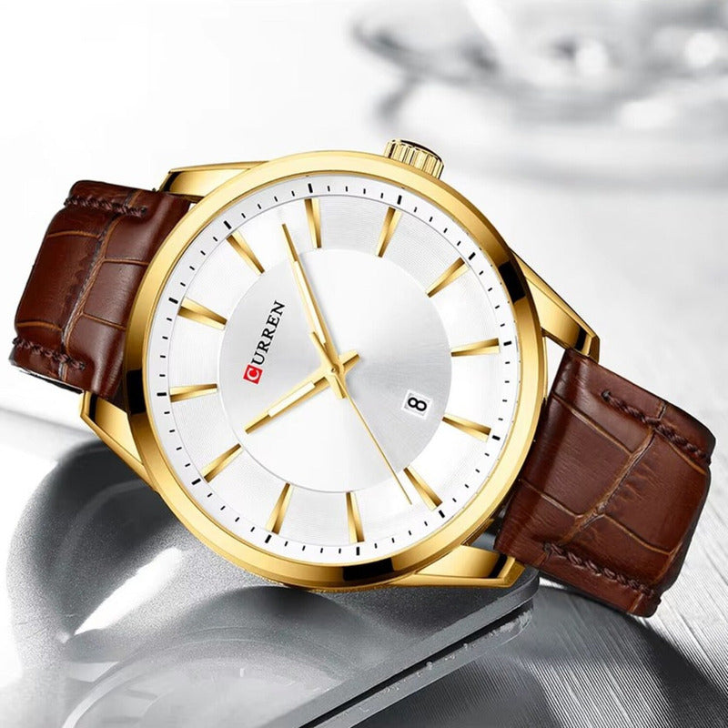 Reloj Para Hombre Curren 8365-4 Krec751802 Café Dorado