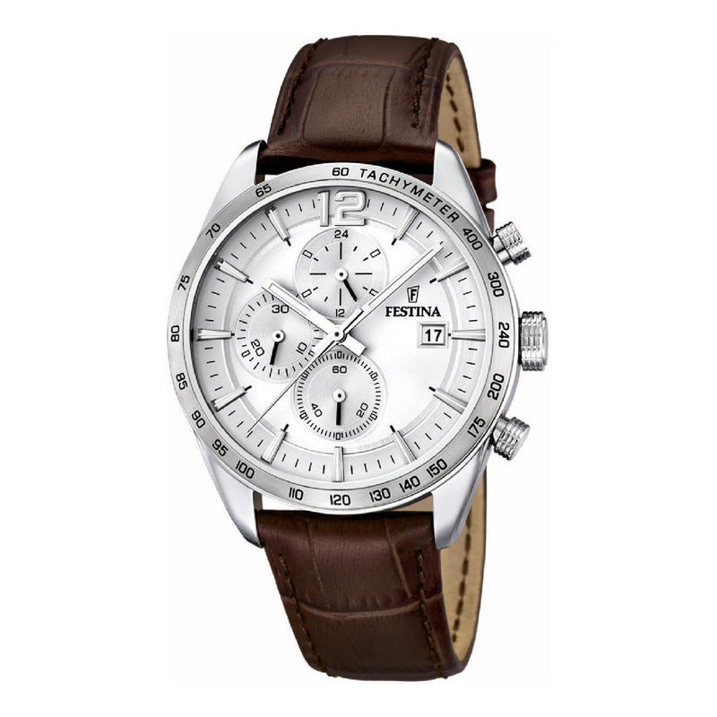 Reloj De Pulsera Festina Timeless Chronograph F16760-1  Marrón Gris Plata