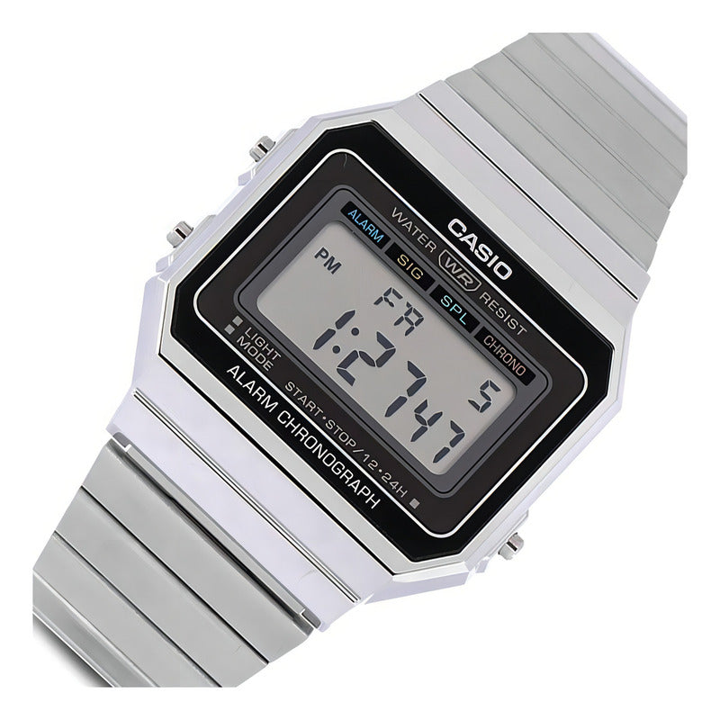 Reloj Casio Vintage A-700w-1a Digital Para Hombre Con Correa De Acero Plateado Gris