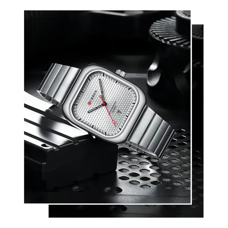 Relojes De Cuarzo Con Calendario Curren 8460-4 Plateado