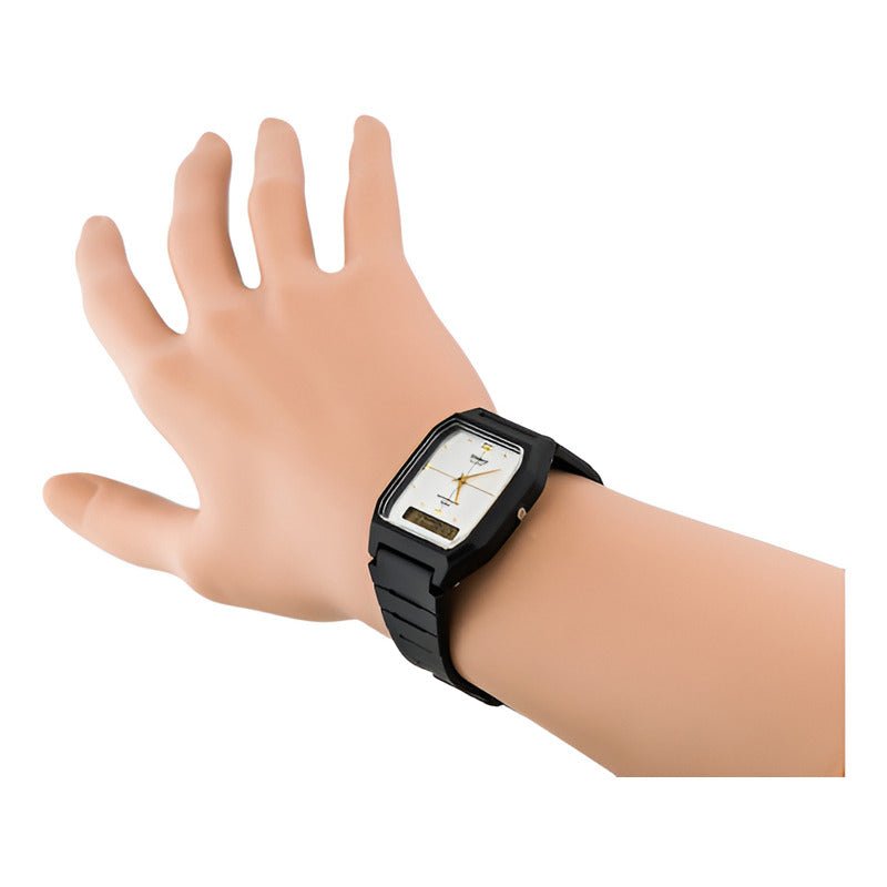 Reloj Casio Aw48 Retro Unisex Resina Digital Y Analogo Full Color De La Correa Negro Color Del Bisel Negro Color Del Fondo Plateado