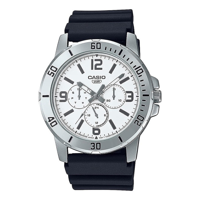 Reloj Hombre Casio Mtp-vd300-7b Resina Original Negro Plateado Blanco
