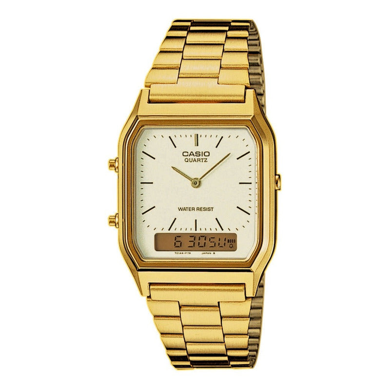Reloj De Pulsera Casio Aq-230ga-9d Relojesymas Dorado Blanco/dorado