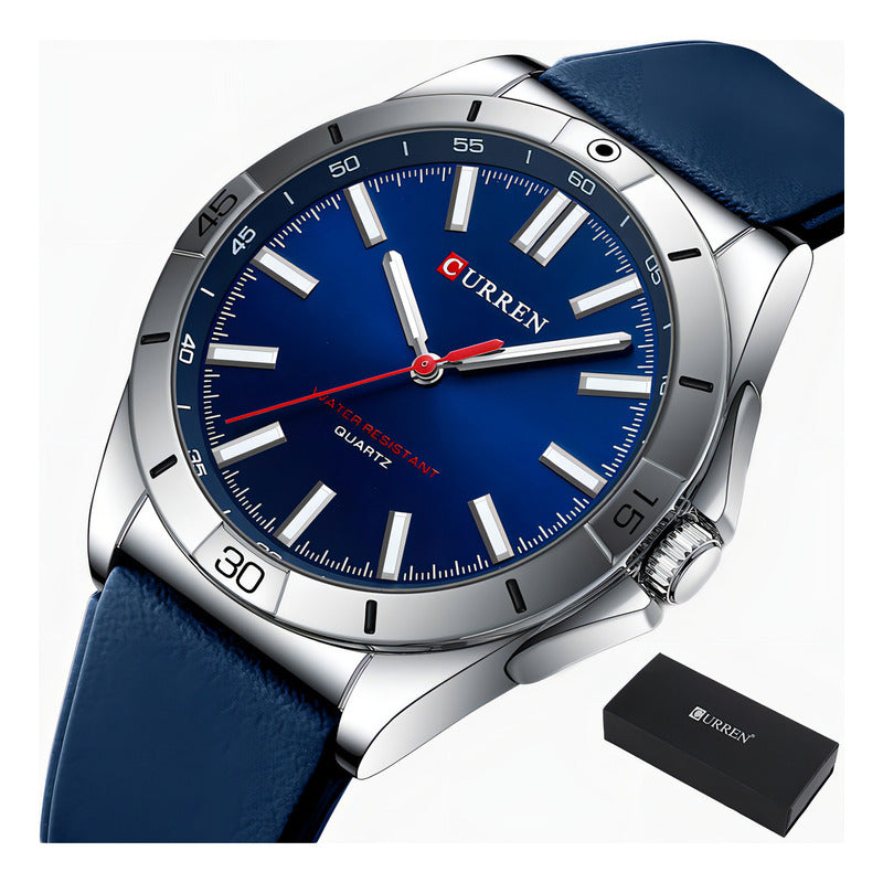 Reloj Pulsera Curren 8449 Con Correa De Silicona Fondo Azul