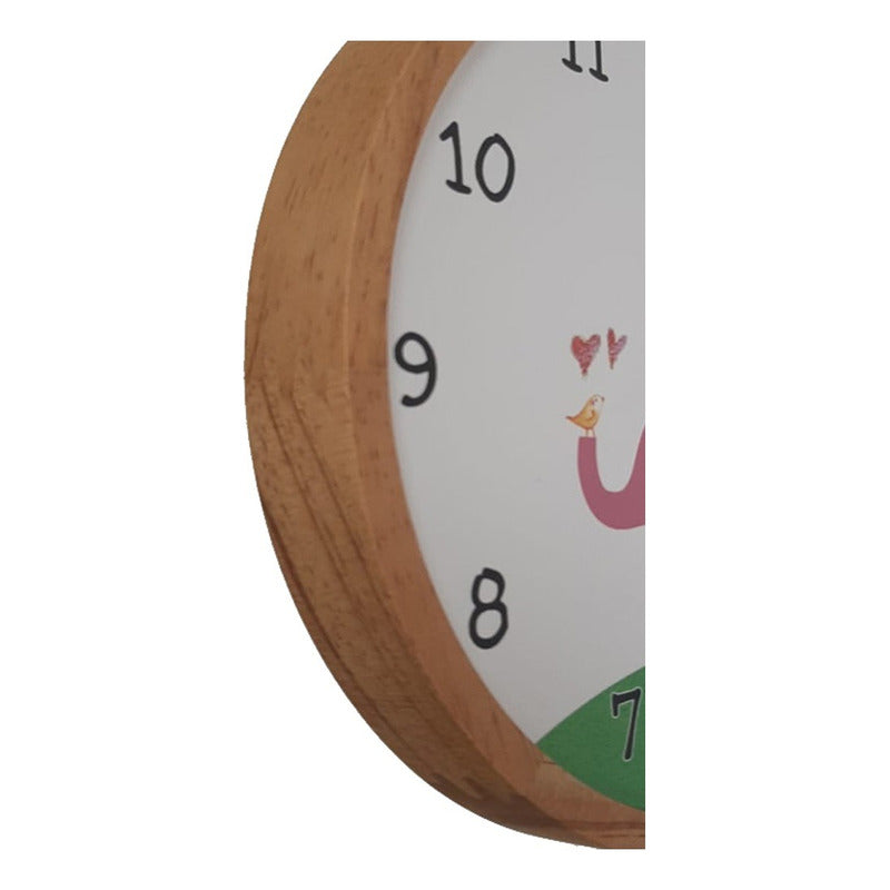 Reloj Pared Madera Siklos 25cm Silencioso Infantil Sinvidrio Marrón Claro Diseño Infantil