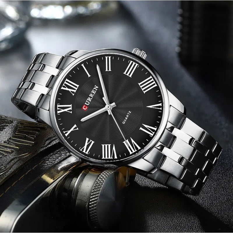 Reloj De Hombre Con Esfera Grande Curren 8422-2 Plateado Silver/black