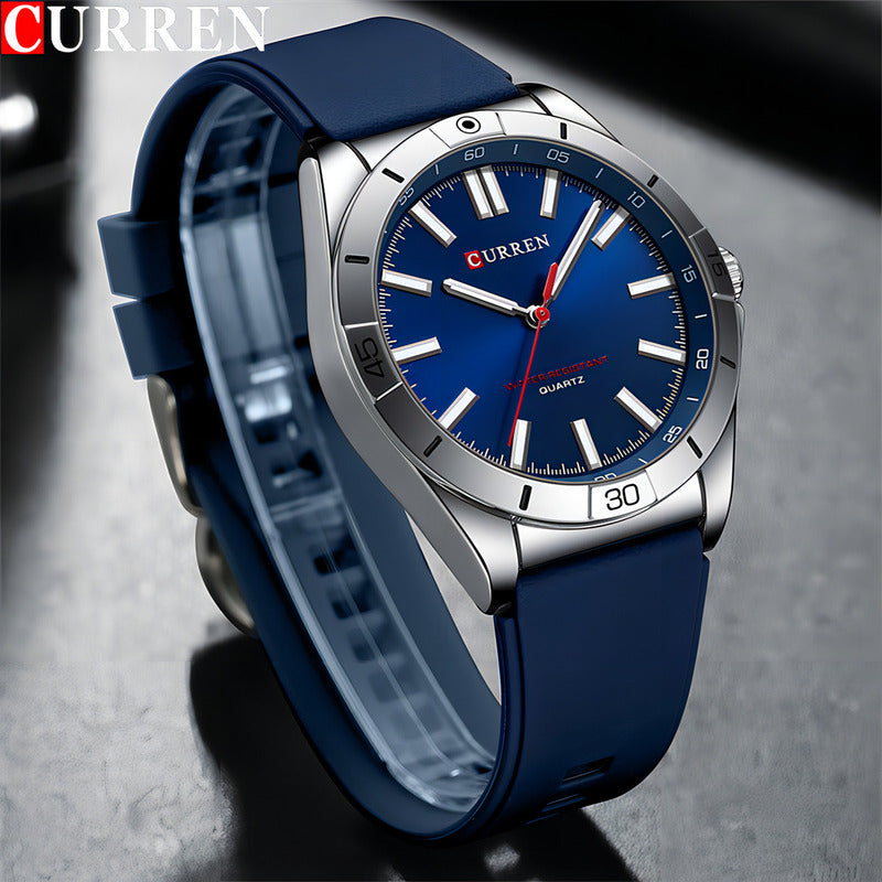 Reloj Pulsera Curren 8449 Con Correa De Silicona Fondo Azul