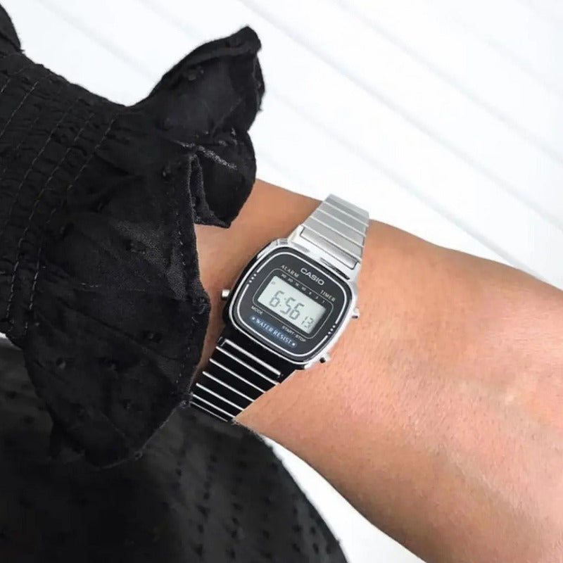 Relojes Pulsera Casio Dama La-670wa-1d Original Plata Negro