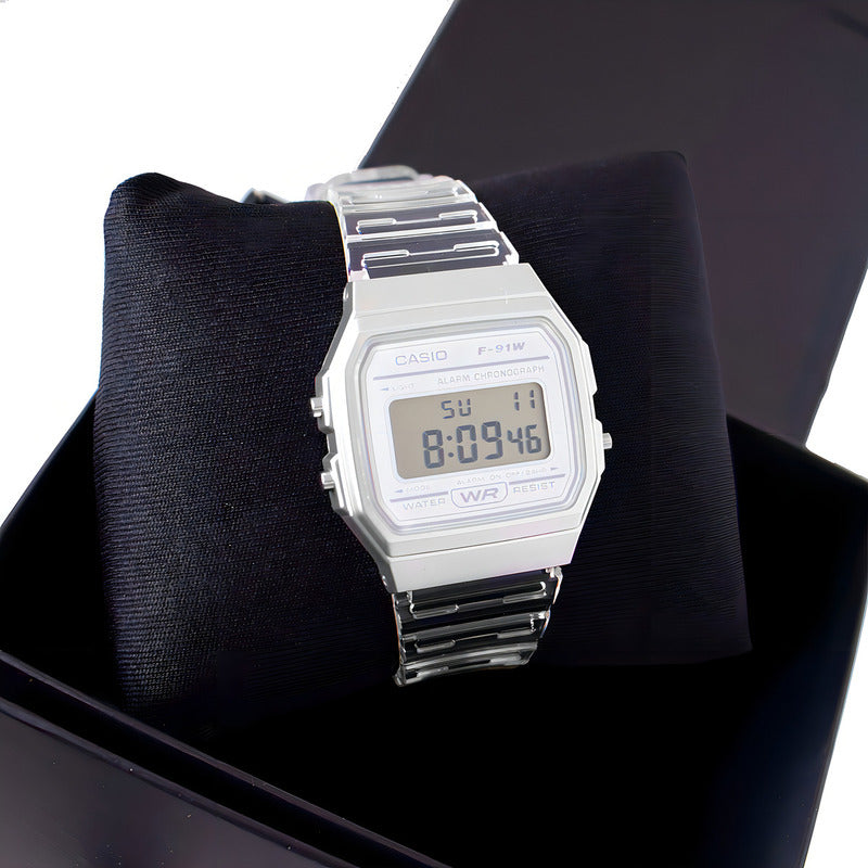 Reloj Pulsera Casio Collection F-91ws-7 Transparente Plateado Gris