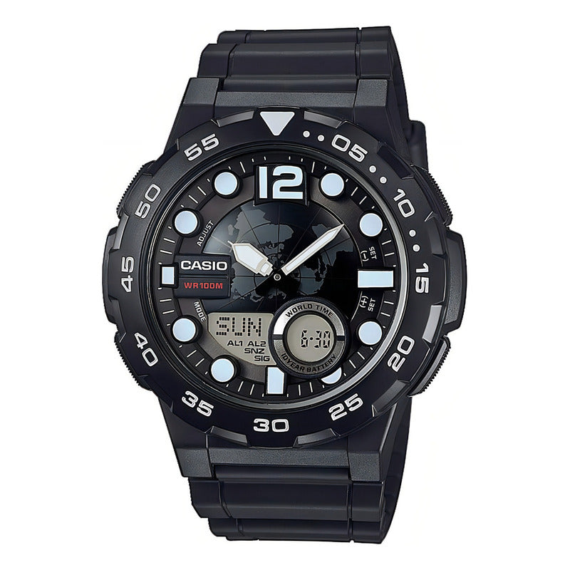 Reloj Casio Original Negro Deportivo Resina Aeq-100w-1av