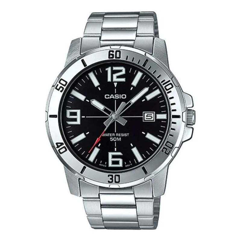 Reloj De Pulsera Casio Dress Mtp-vd01d-1b Relojesymas Plateado Negro
