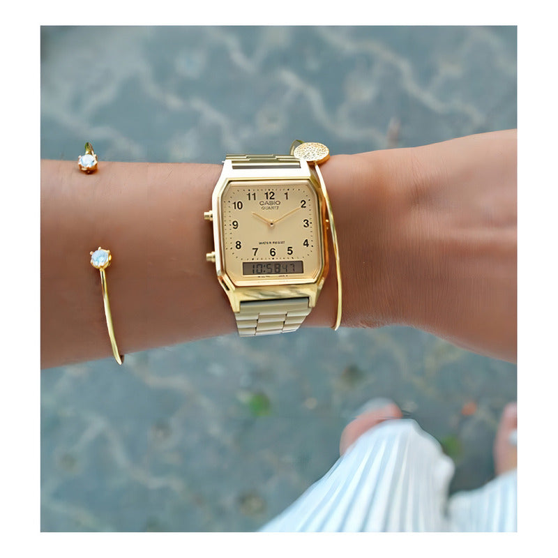 Reloj Casio Vintage Dorado Para Hombre Con Cronógrafo Y Alarma