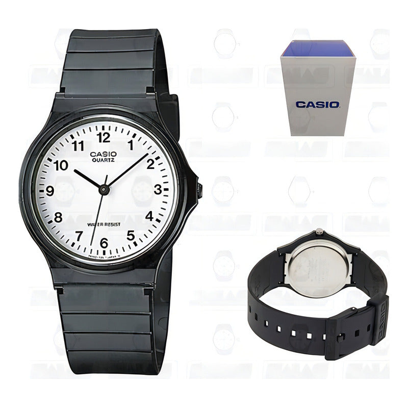 Reloj Casio Mq-24-7b Analógico Unisex De Resina Con Fondo Blanco