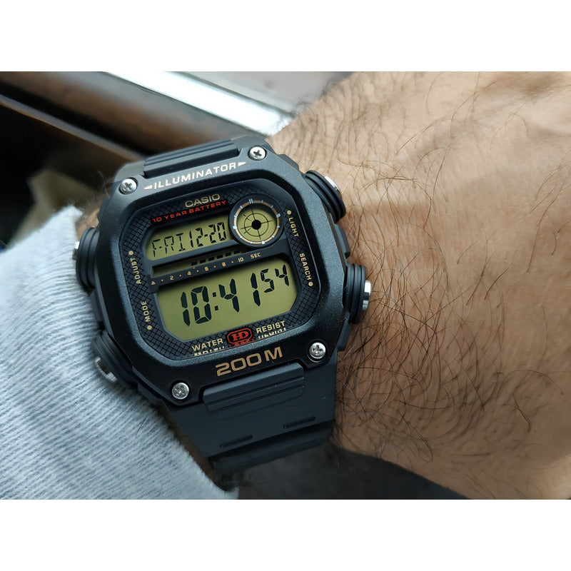 Reloj Pulsera Digital Casio Dw-291 Con Correa De Resina Color Negro - Fondo Beige