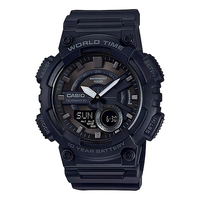 Reloj Casio Aeq-110w-1bv De Hombre, Analógico-digital Con Cronógrafo Y Alarma Negro