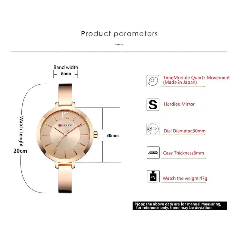 Pulsera De Reloj Analógico Elegante Para Mujer Curren 9012 Color Del Bisel Plateado