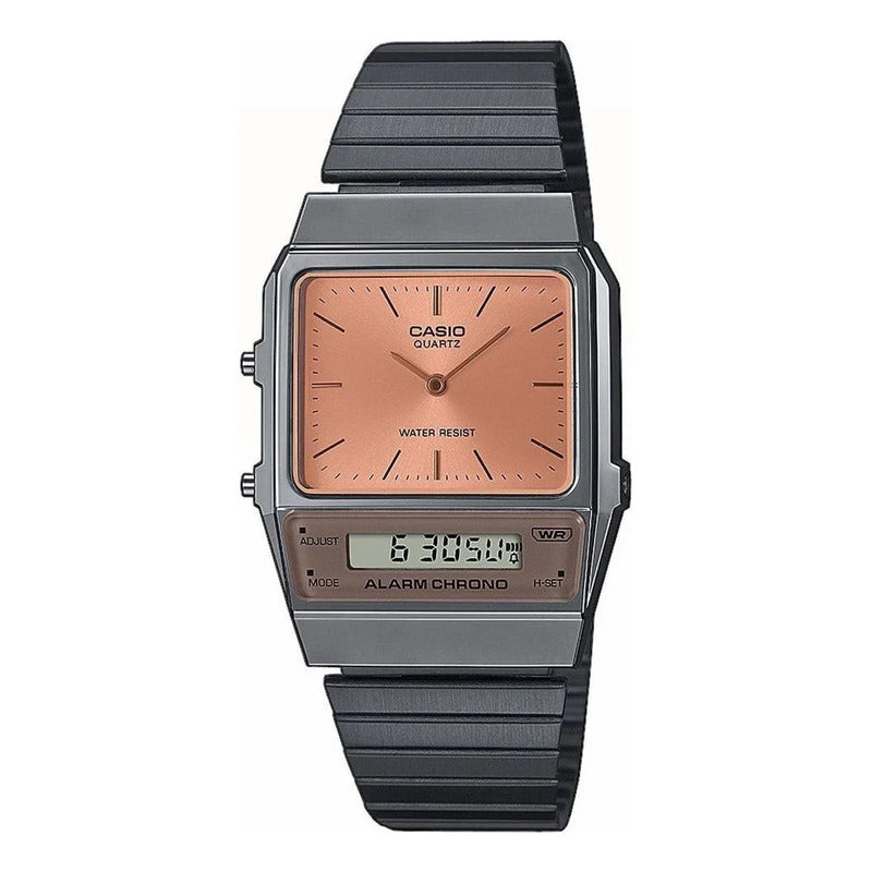 Reloj Casio Analogo Digital Metal Aq-800ecgg-4a Original Negro Salmón