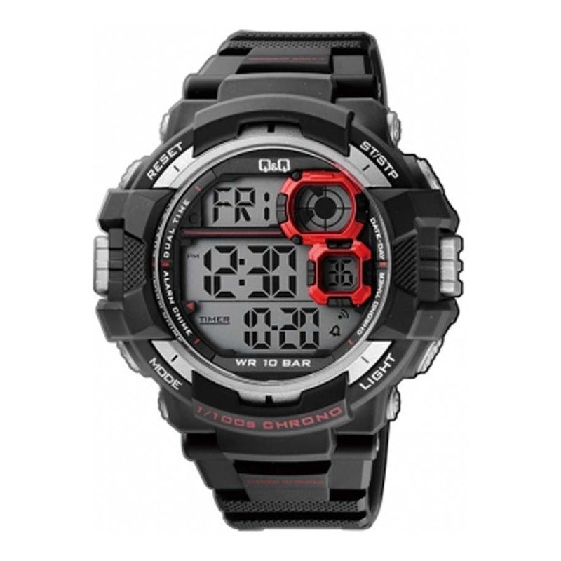 Reloj Hombre Q&q By Citizen M143j001y Sumergible Negro Plateado Gris