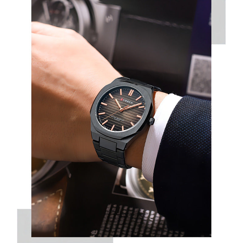 Relojes De Cuarzo Inoxidable Curren Analog Business Color Del Fondo Negro