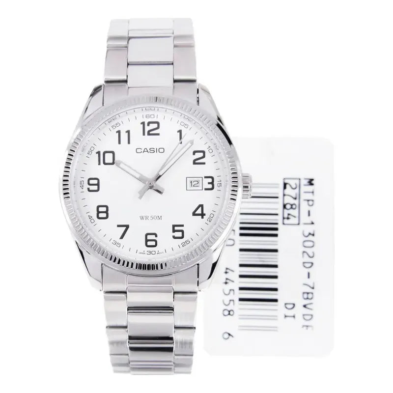 Reloj Casio Mtp-1302d-7b Fashion Mtp Cuarzo Hombre Color De La Correa Plateado Color Del Fondo Blanco