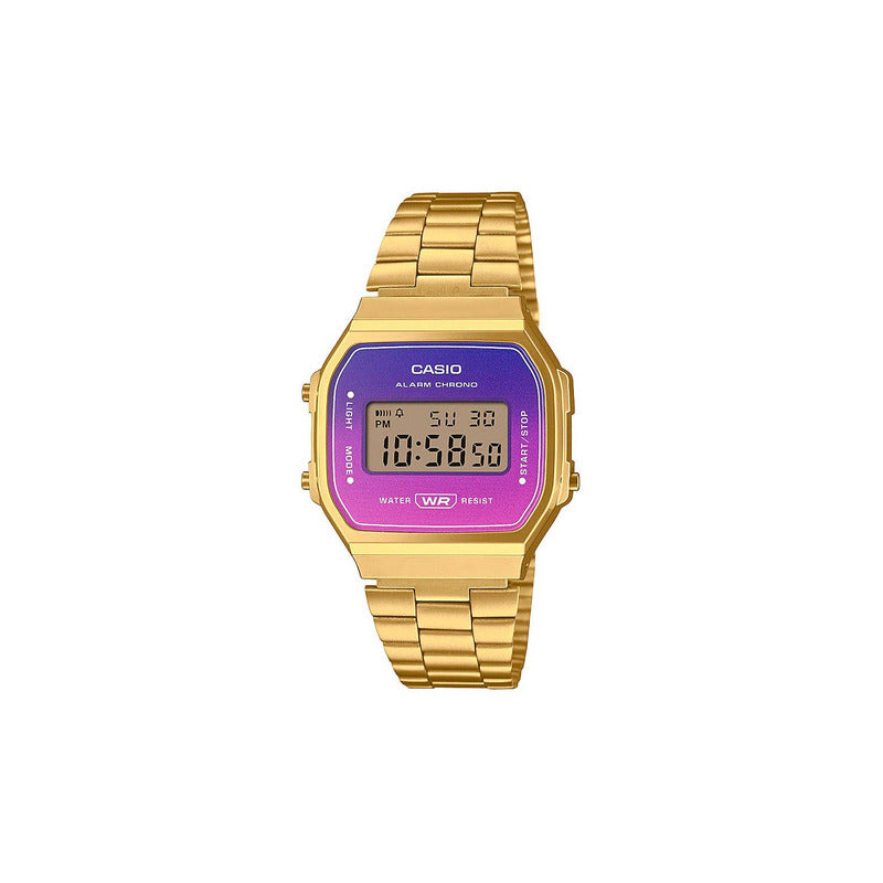 Reloj Casio Digital Unisex A-168werg-2a Dorado Dorado Violeta