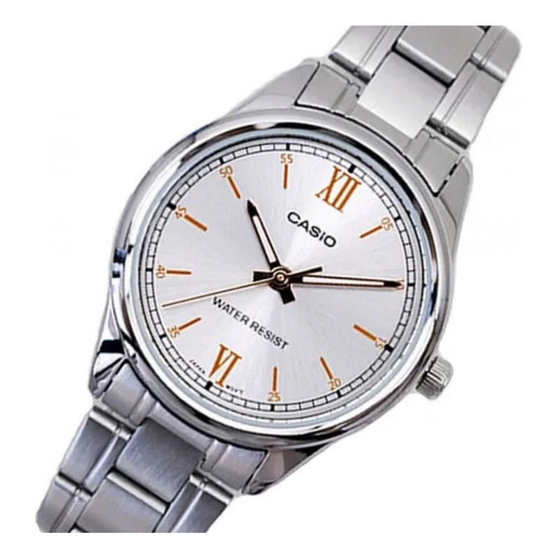 Reloj Casio Ltp-v005d-7b2 Cuarzo Mujer Color De La Correa Plateado