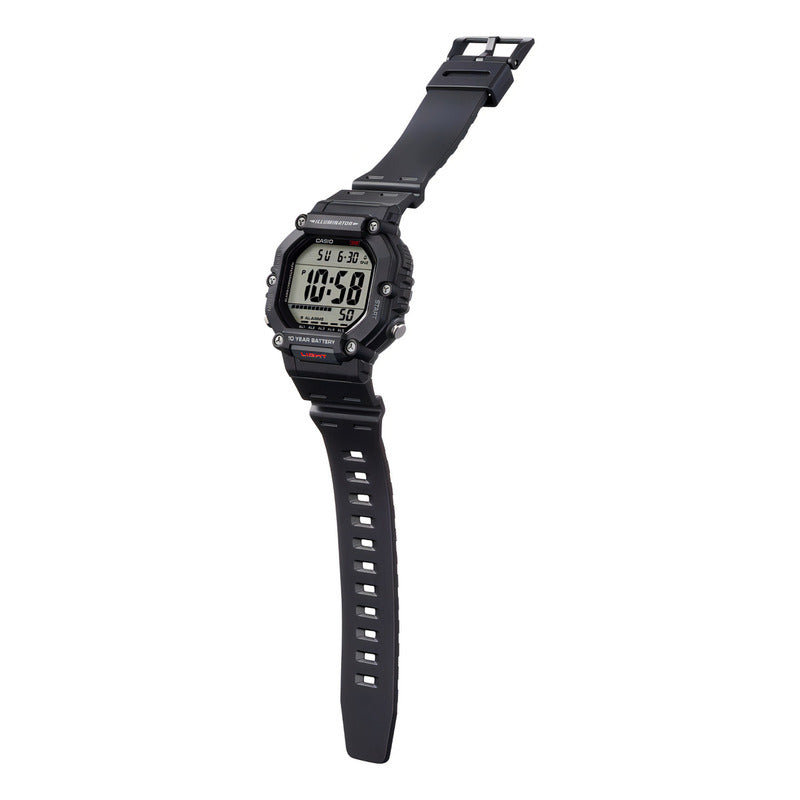 Reloj Casio Digital Ae-1600h-1a Hombre Resina Negro 100m Fondo Ámbar Ae-1600h-1a