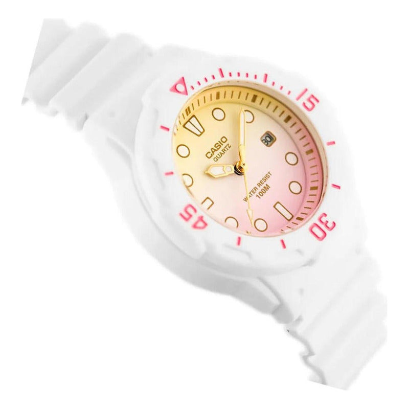 Reloj Casio Mujer Lrw-200h-4e2vdr Blanco Rosa/amarillo