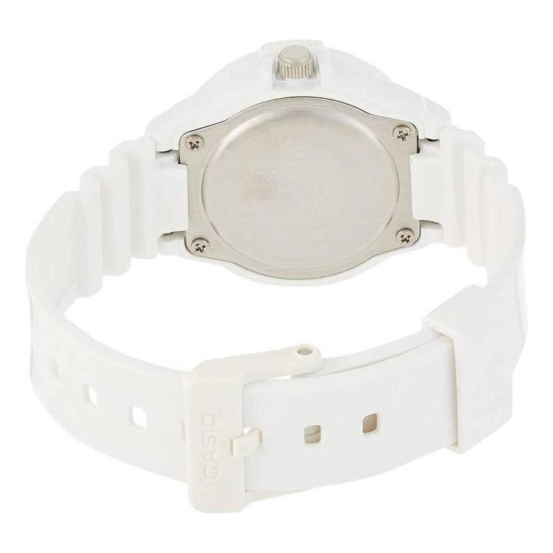 Reloj Casio Analógico Para Mujer Lrw-200h-4bv Blanco Con Detalles Fucsia