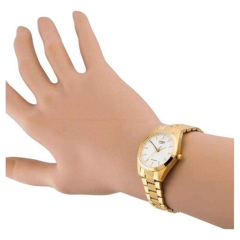 Reloj Casio Para Mujer Ltp-1274g Con Correa Dorada De Acero Dorado Blanco