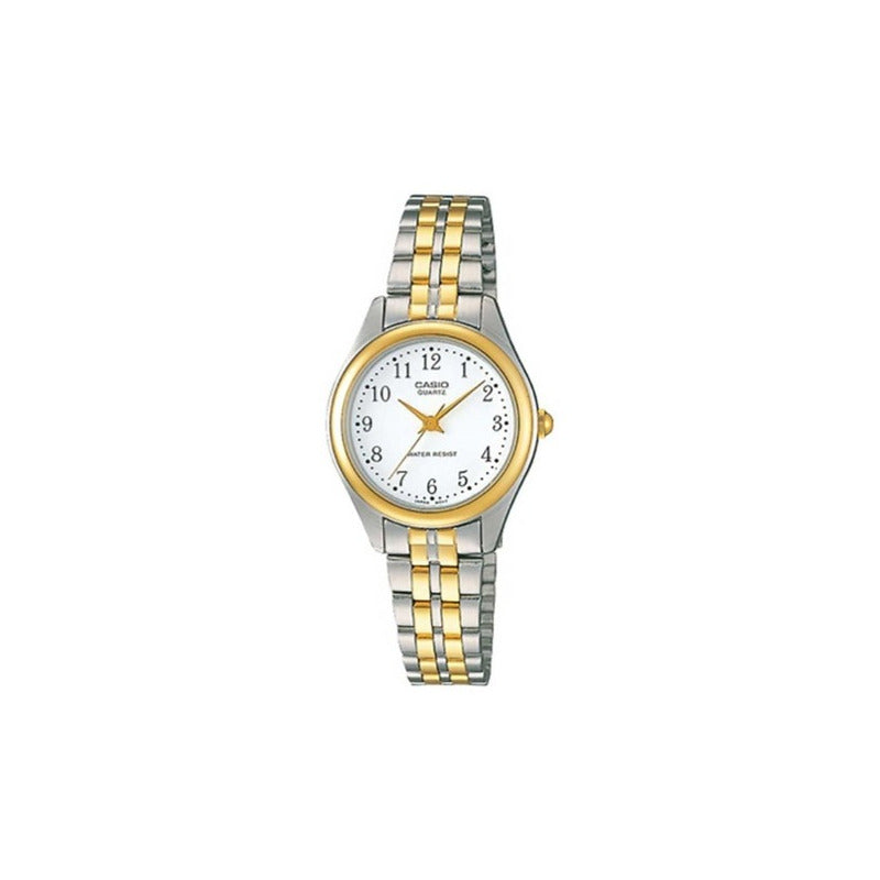 Reloj Casio Dama Ltp-1129g-7brdf Dorado Y Plateado