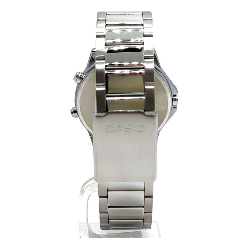 Reloj Casio Mtp-vc01d Para Hombre Con Correa De Acero Y Fondo Negro Plateado