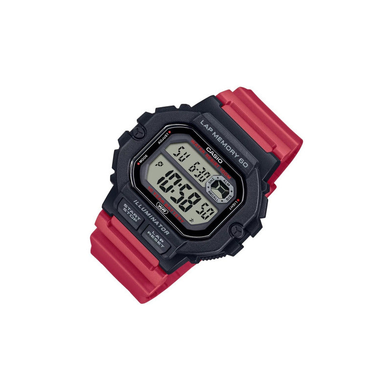 Reloj Casio Ws-1400h-4av Sumergible Original Rojo Negro Agua