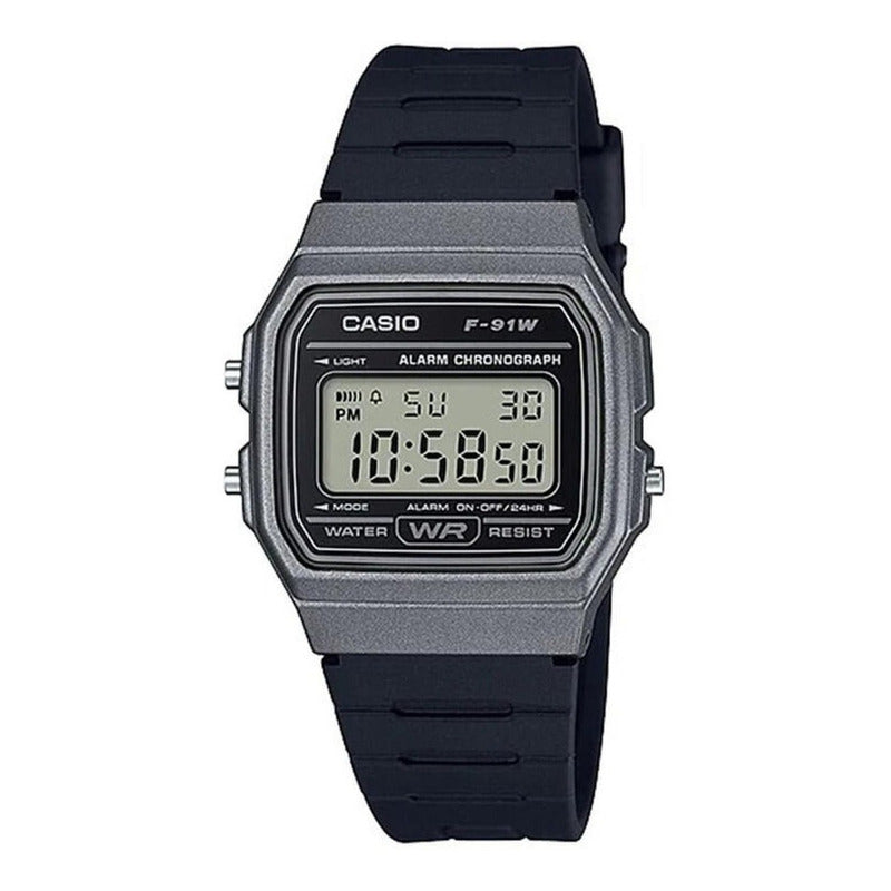 Reloj De Pulsera Casio Collection F-91wm-1b Relojesymas Negro Gris