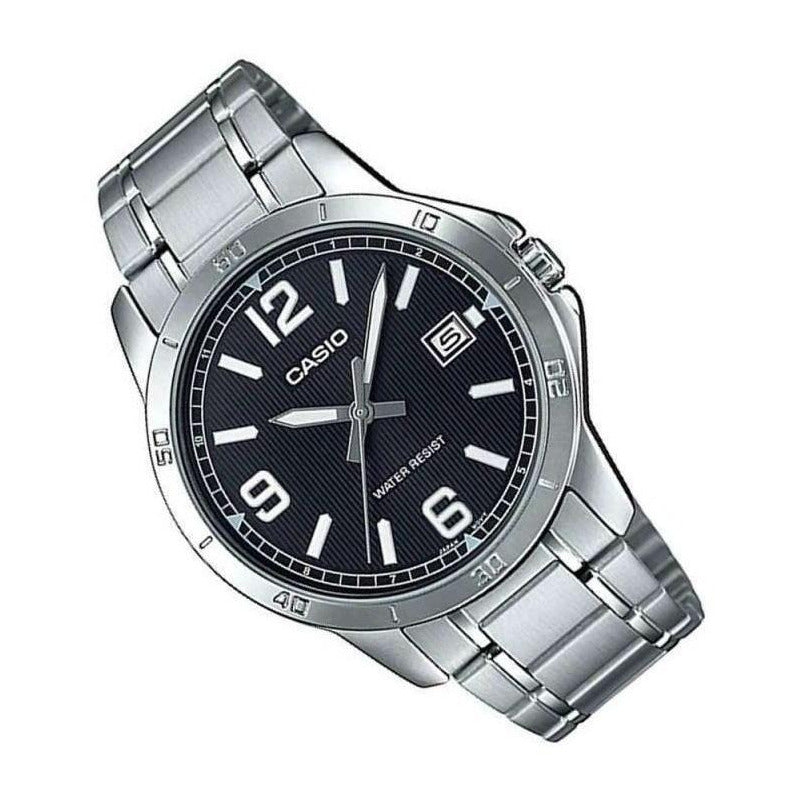 Reloj De Pulsera Casio Enticer Mtp-v004d-1b2 Relojesymas Plateado Plateado Negro